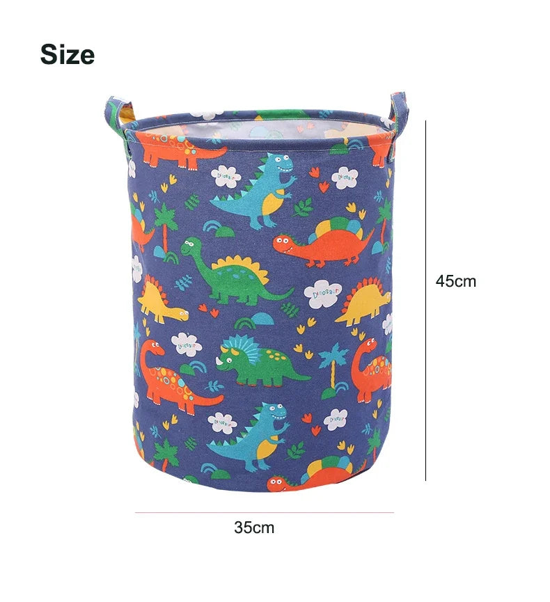 New Print Laundry Basket Portable Foldable Home Laundry Storage Bag Cotton Linen Hamper for Kids Toys Dirty Clothes Basket Large