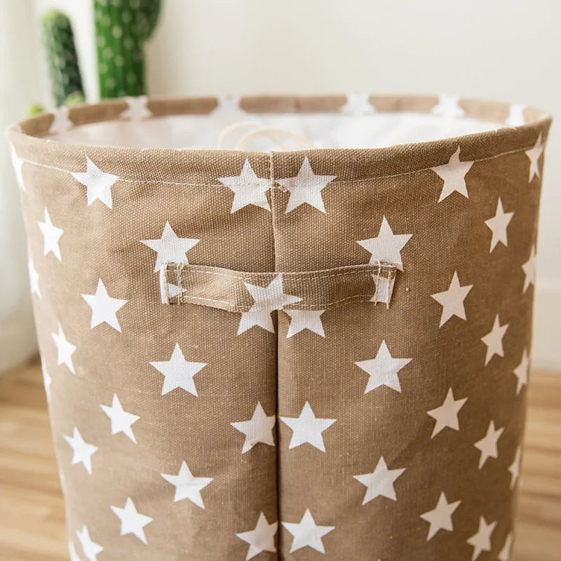 Foldable Star Laundry Basket for Toys Cotton Linen Storage Bucket Bag Collapsible Household Dirty Clothes Organizer 35*45cm